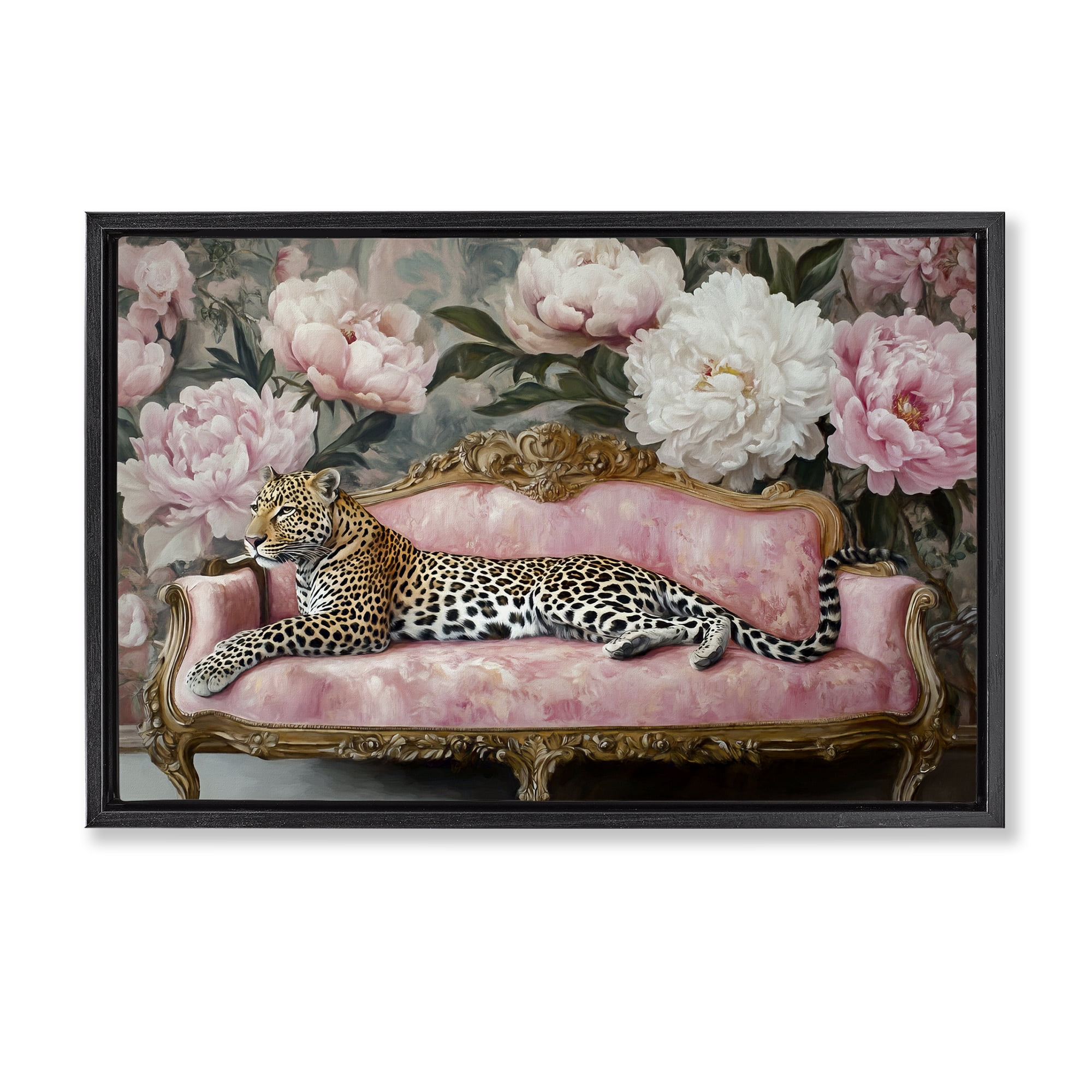 Stupell Industries Where The Leopard Dreams Black Framed Floater Canvas Wall Art, design by Tina LeCour