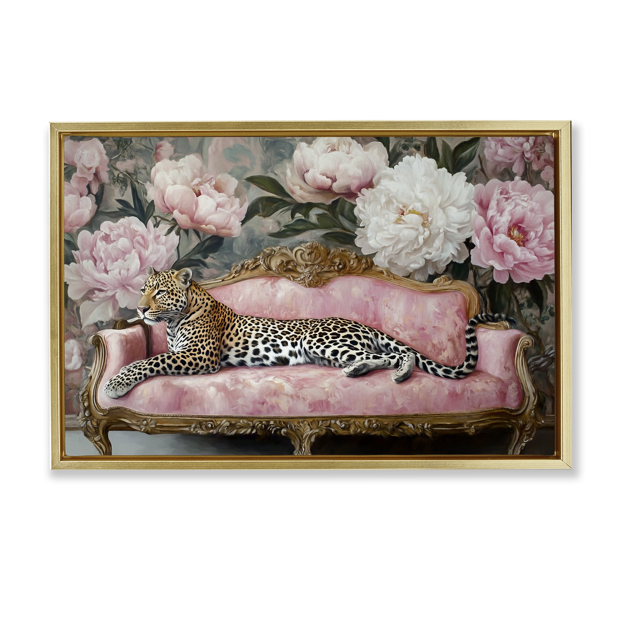 Stupell Industries Where The Leopard Dreams Gold Framed Floater Canvas Wall Art, design by Tina LeCour