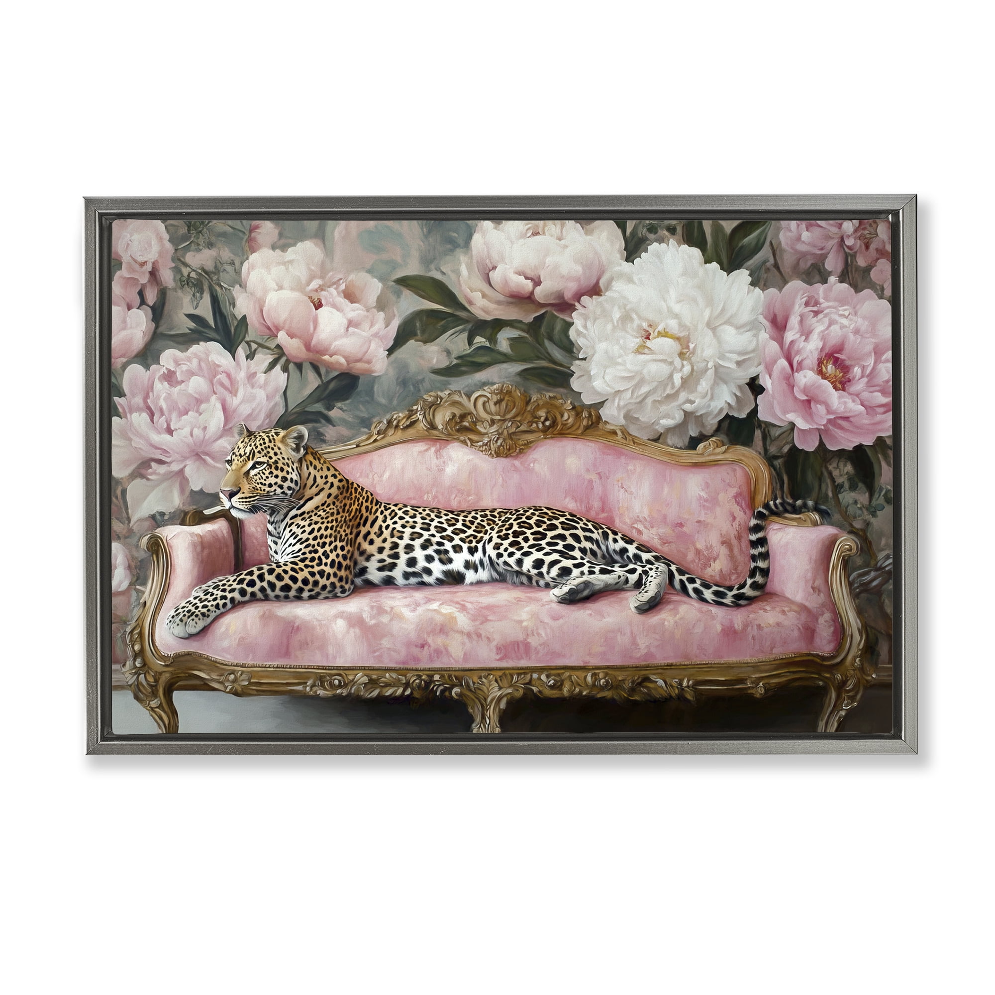 Stupell Industries Where The Leopard Dreams Gray Framed Floater Canvas Wall Art, design by Tina LeCour