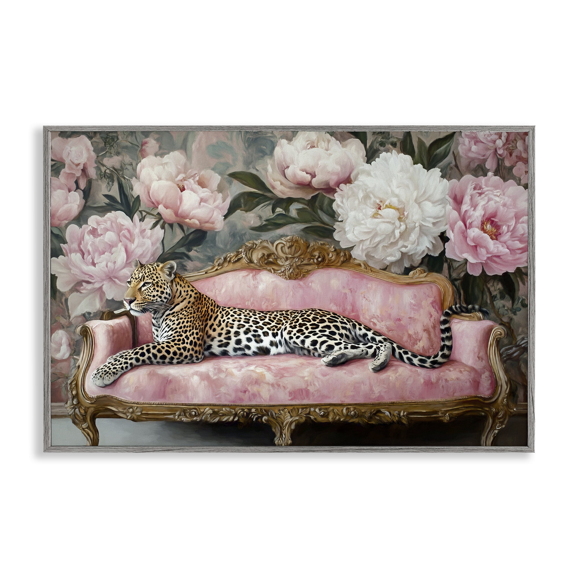Stupell Industries Where The Leopard Dreams Gray Framed Giclee Art, design by Tina LeCour