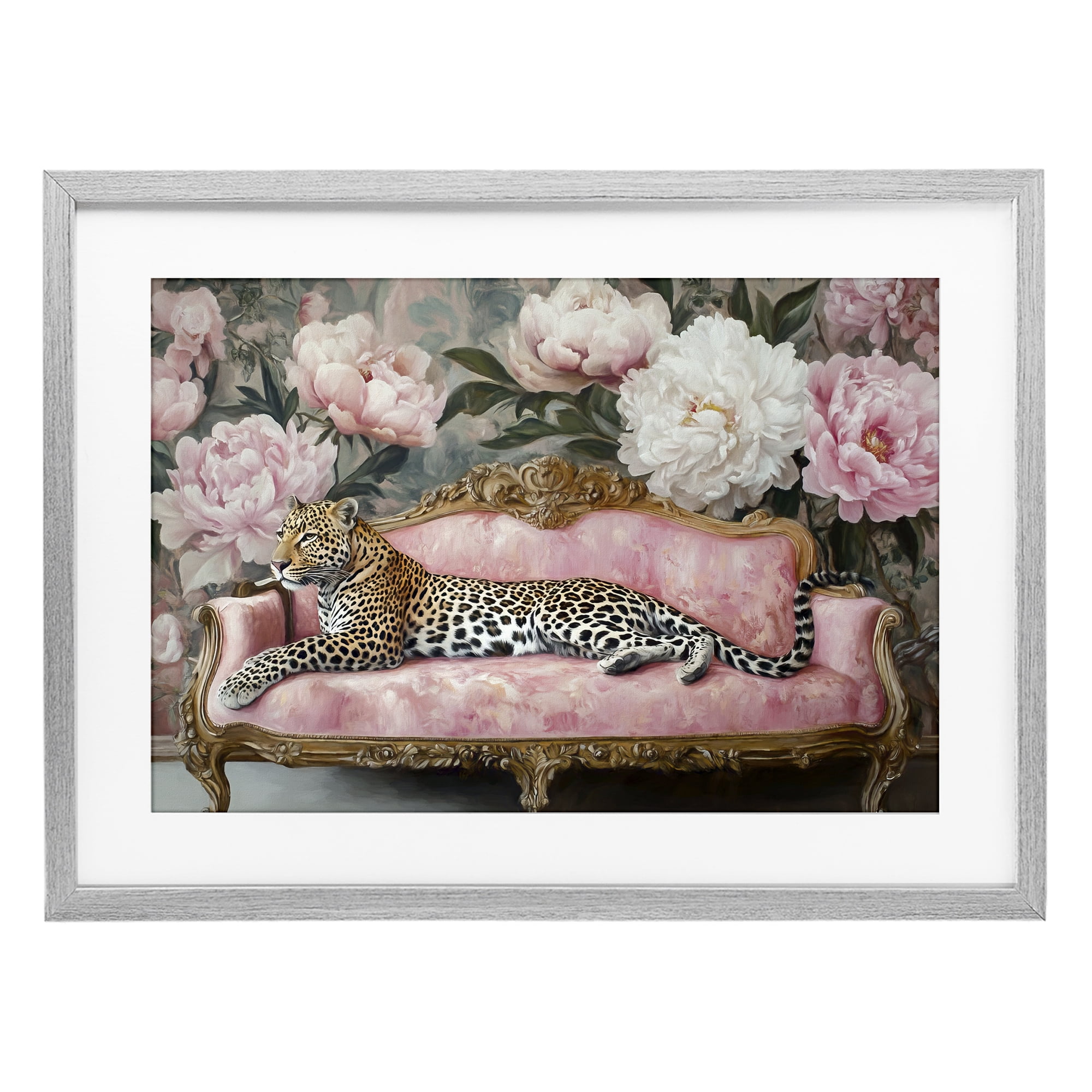 Stupell Industries Where The Leopard Dreams Gray Framed Print Under Glass, design by Tina LeCour