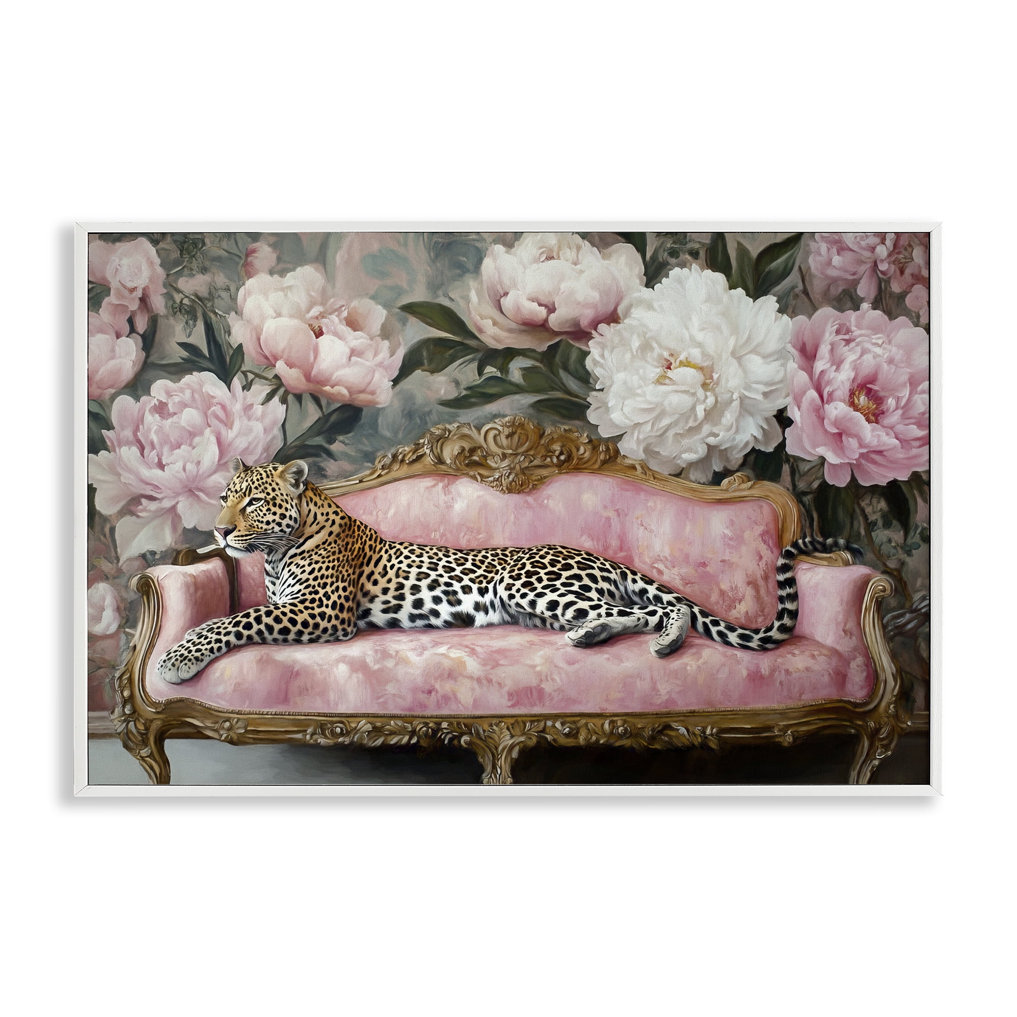 Stupell Industries Where The Leopard Dreams White Framed Giclee Art, design by Tina LeCour