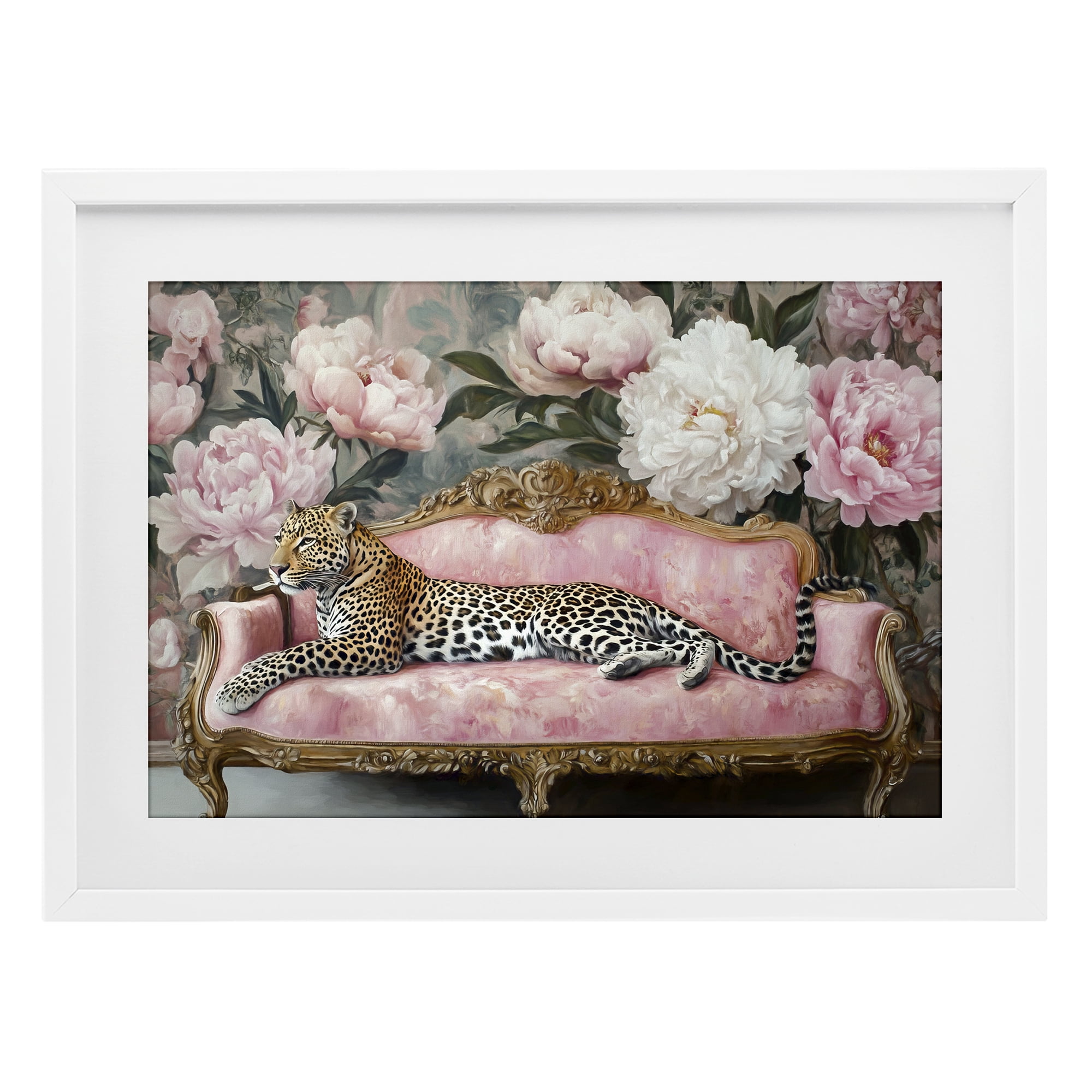 Stupell Industries Where The Leopard Dreams White Framed Print Under Glass, design by Tina LeCour