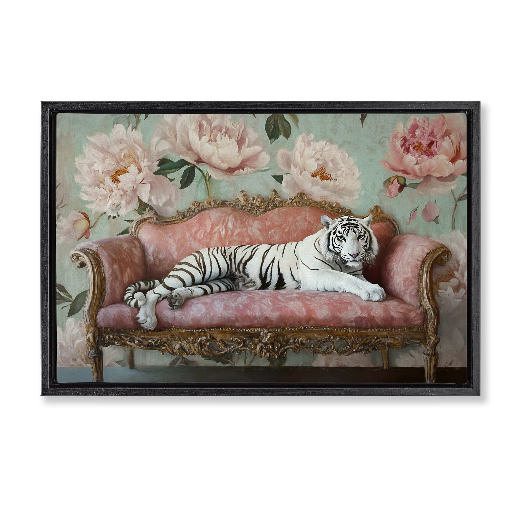Stupell Industries Where The Tiger Dreams Black Framed Floater Canvas Wall Art, design by Tina LeCour