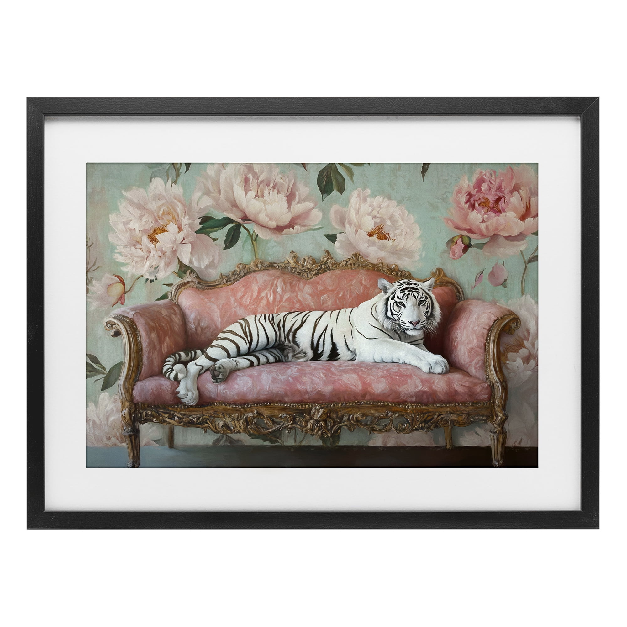 Stupell Industries Where The Tiger Dreams Black Framed Print Under Glass, design by Tina LeCour