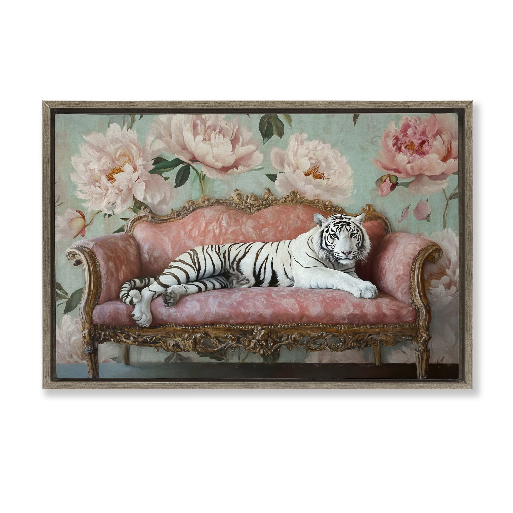 Stupell Industries Where The Tiger Dreams Brown Framed Floater Canvas Wall Art, design by Tina LeCour