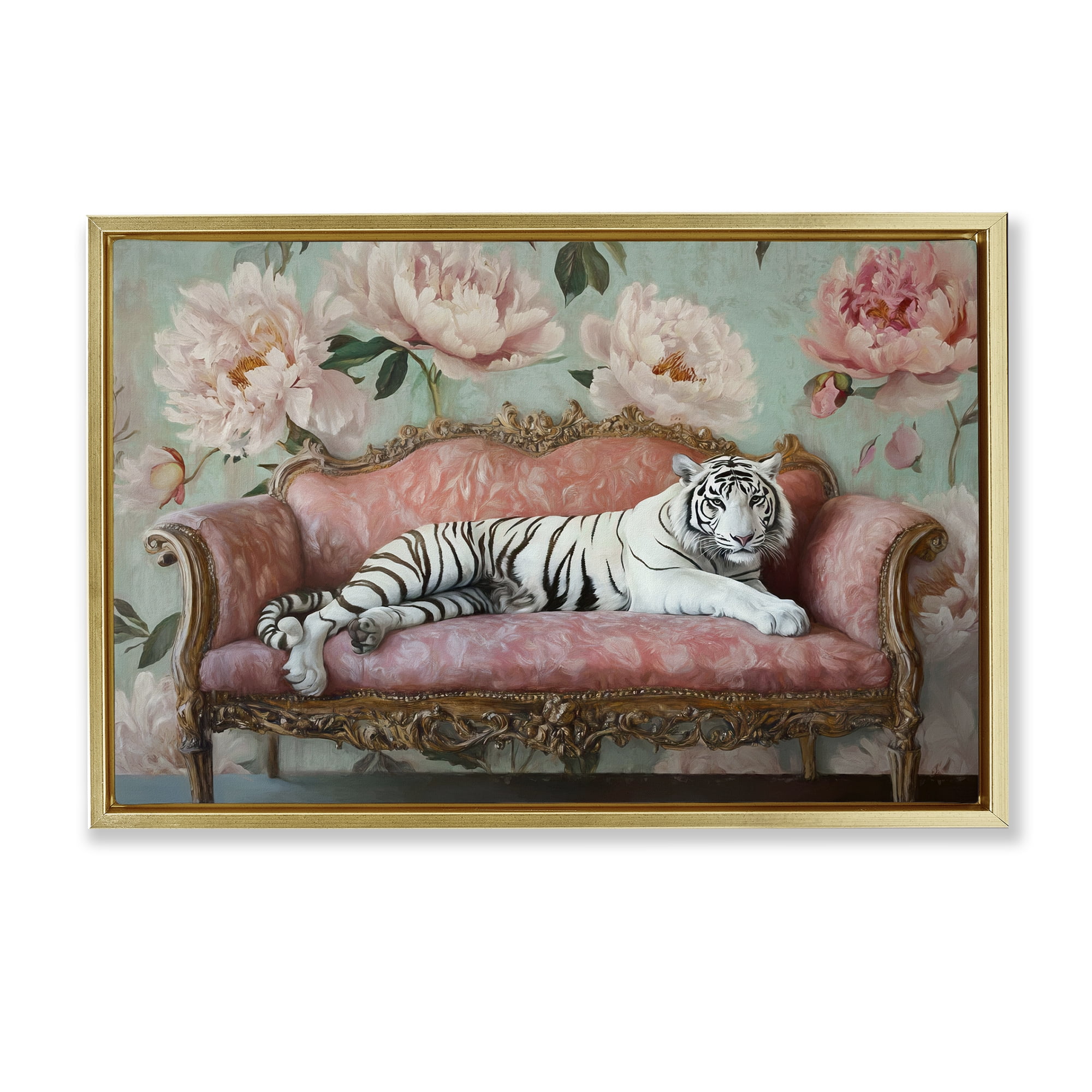 Stupell Industries Where The Tiger Dreams Gold Framed Floater Canvas Wall Art, design by Tina LeCour
