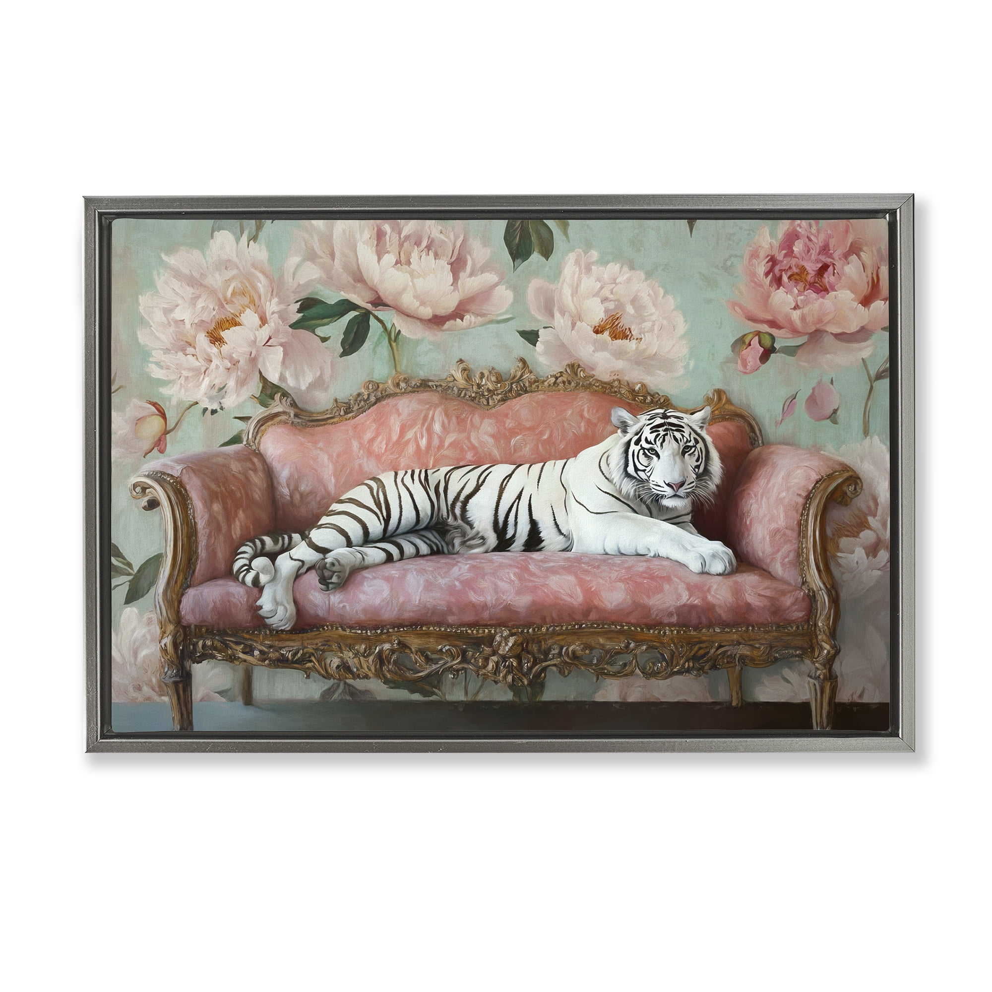 Stupell Industries Where The Tiger Dreams Gray Framed Floater Canvas Wall Art, design by Tina LeCour