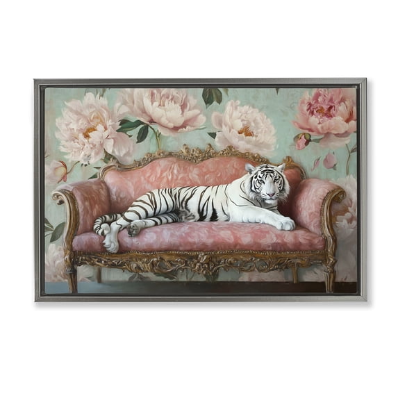 Stupell Industries Art Deco Where The Tiger Dreams Gray Floating Frame Canvas Art, 31 x 21, by Tina LeCour