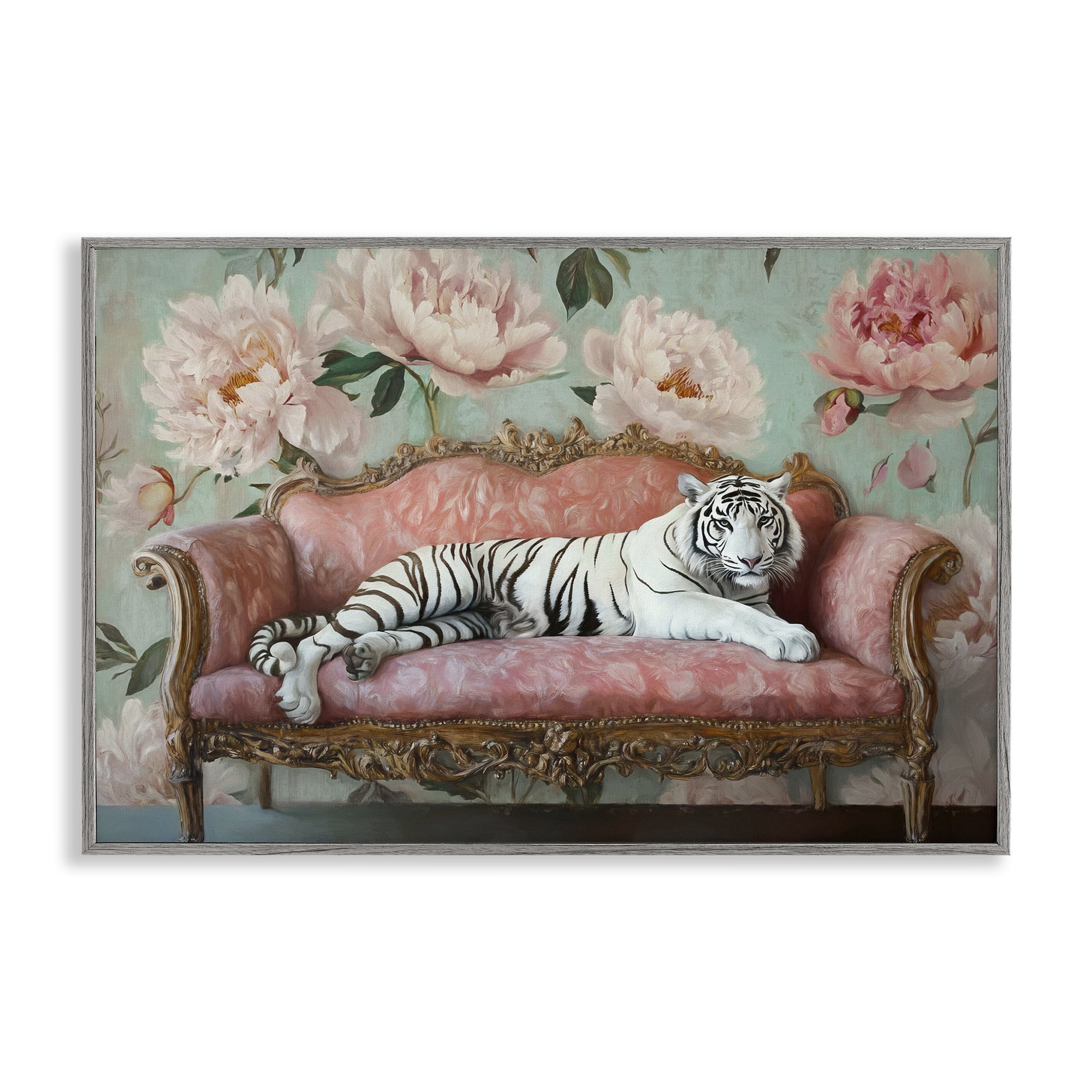Stupell Industries Where The Tiger Dreams Gray Framed Giclee Art, design by Tina LeCour