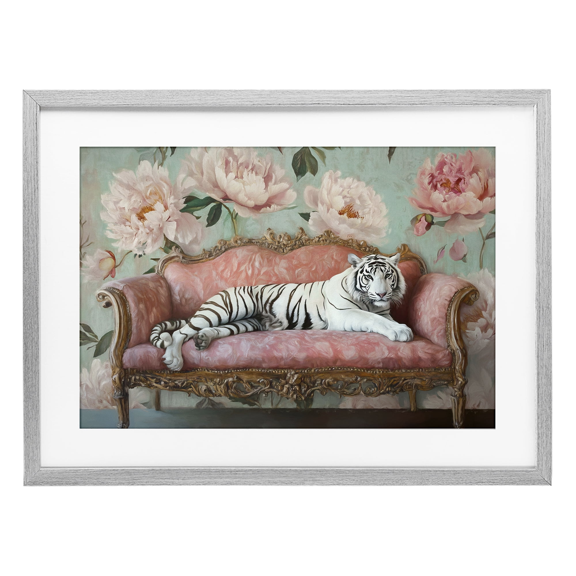 Stupell Industries Where The Tiger Dreams Gray Framed Print Under Glass, design by Tina LeCour