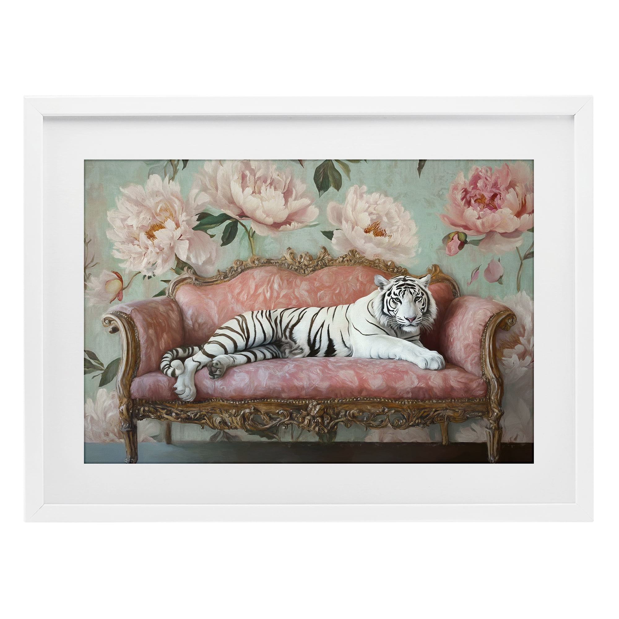 Stupell Industries Where The Tiger Dreams White Framed Print Under Glass, design by Tina LeCour