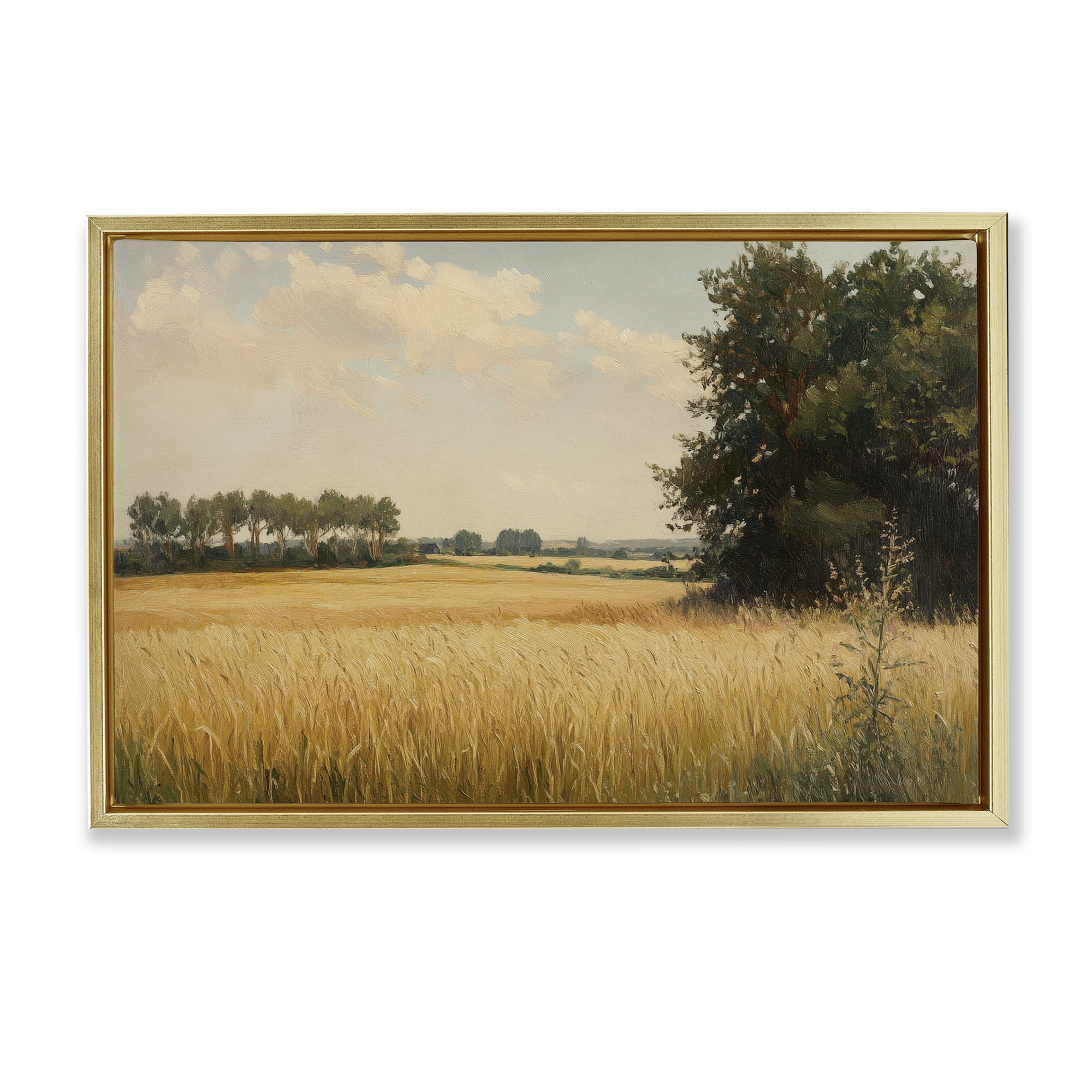 Stupell Industries Where The Wheat Grows Gold Framed Floater Canvas Wall Art, design by Petal Prints Design