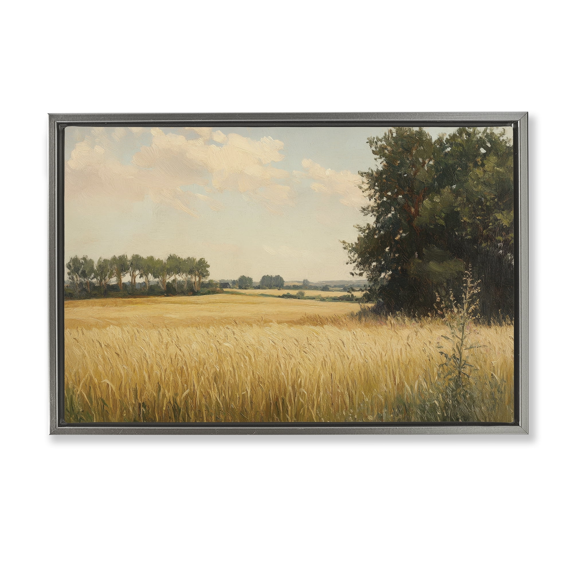 Stupell Industries Where The Wheat Grows Gray Framed Floater Canvas Wall Art, design by Petal Prints Design