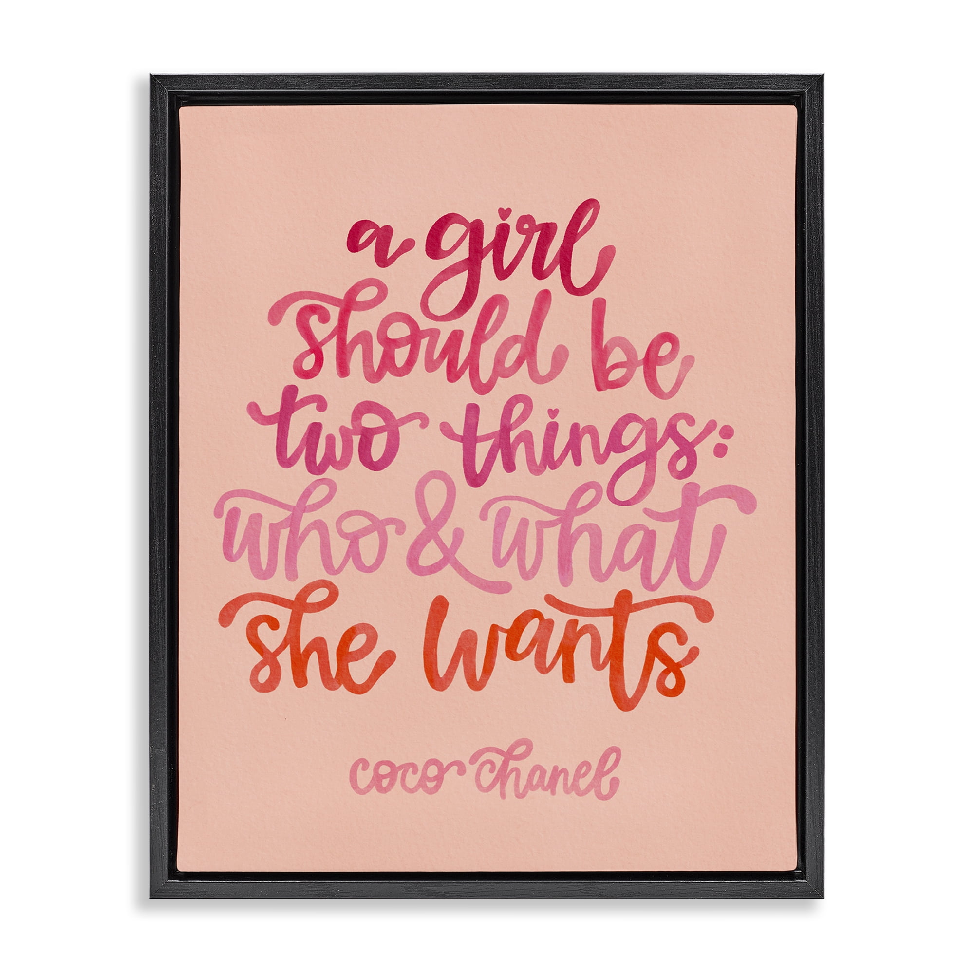 Stupell Industries Where & What She Wants Typography Painting Black Floater Framed Art Print Wall Art, 25 x 31