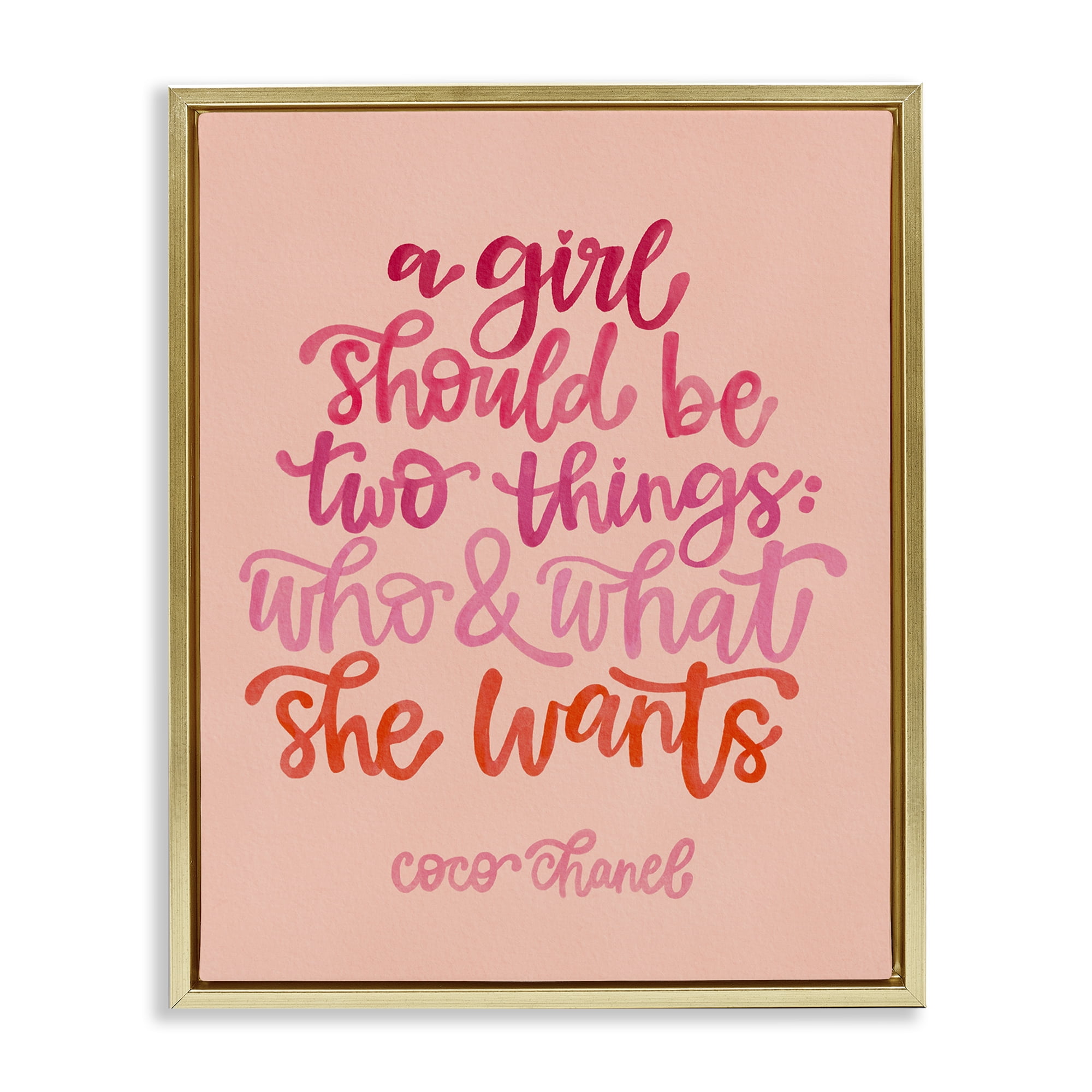 Stupell Industries Where & What She Wants Typography Painting Gold Floater Framed Art Print Wall Art, 17 x 21