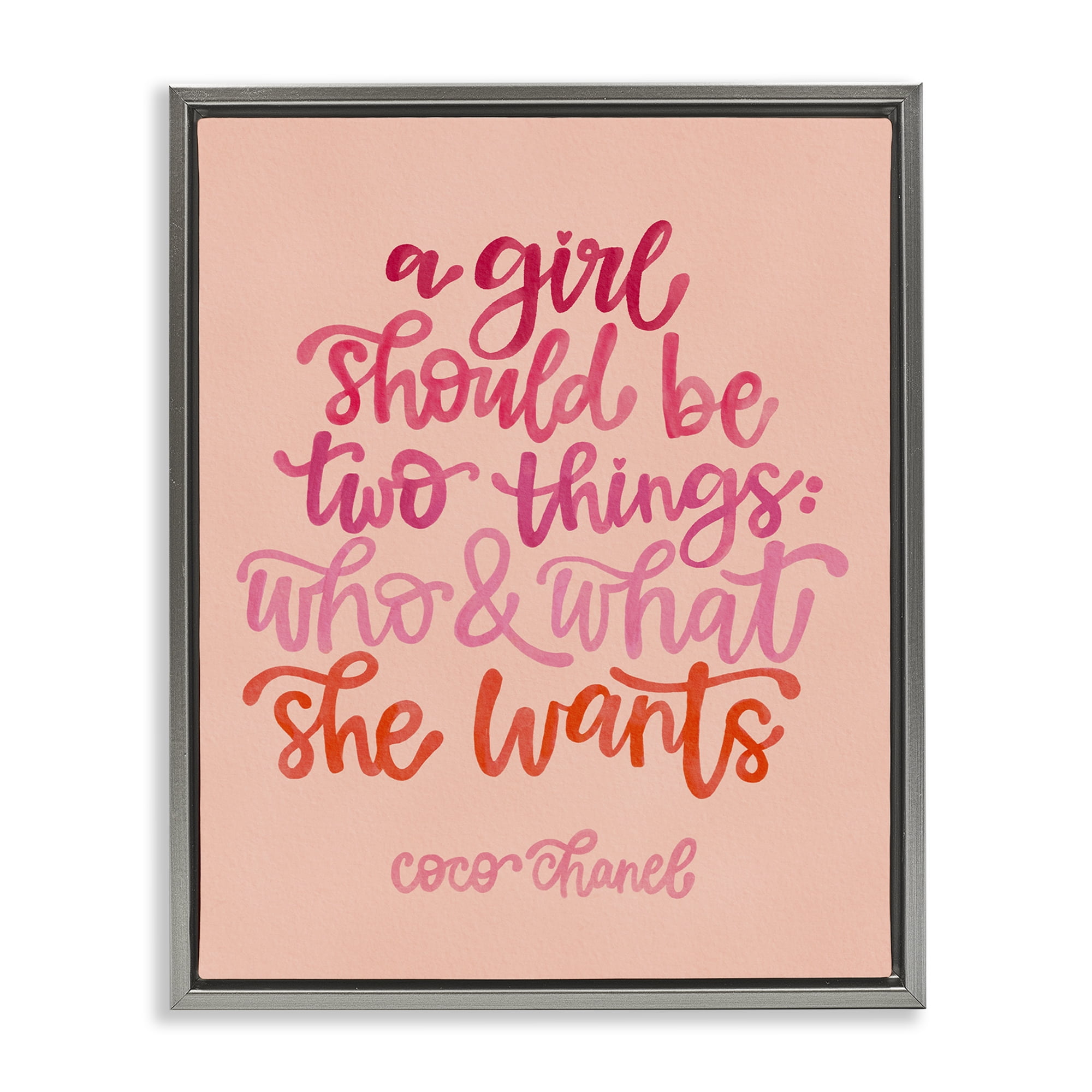 Stupell Industries Where & What She Wants Typography Painting Gray Floater Framed Art Print Wall Art, 17 x 21