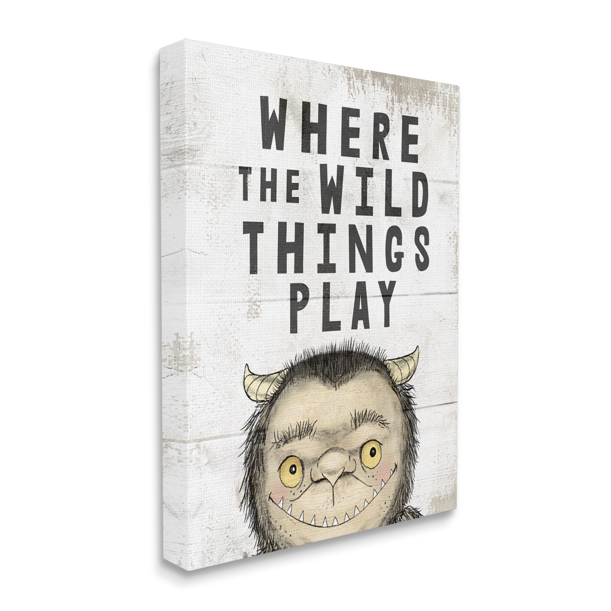Stupell Industries Where Wild Things Play Phrase Mystical Forest Monster Literature & Film Painting Gallery Wrapped Canvas Print Wall Art, 36 x 48