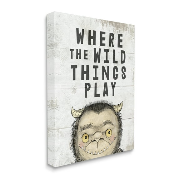 Stupell Industries Where Wild Things Play Phrase Mystical Forest Monster Literature & Film Painting Gallery Wrapped Canvas Print Wall Art, 36 x 48