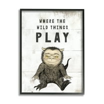 Stupell Industries Where Wild Things Play Rustic Mythical Forest Monster Literature & Film Painting Black Framed Art Print Wall Art, 11 x 14