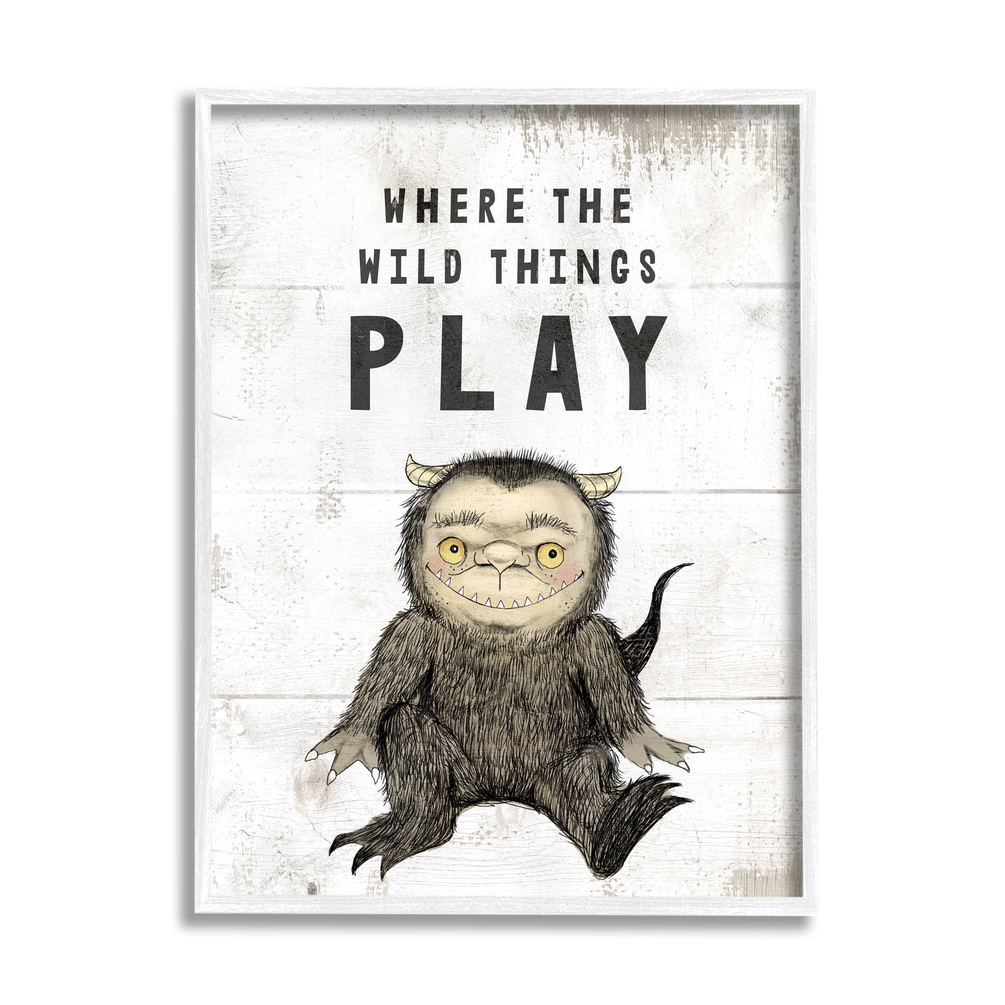 Stupell Industries Where Wild Things Play Rustic Mythical Forest Monster Literature & Film Painting White Framed Art Print Wall Art, 11 x 14