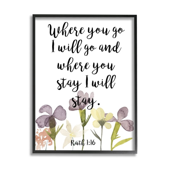 Stupell Industries Where You Go I Will Phrase Purple Spring Flowers, 11 x 14, Designed by Studio W