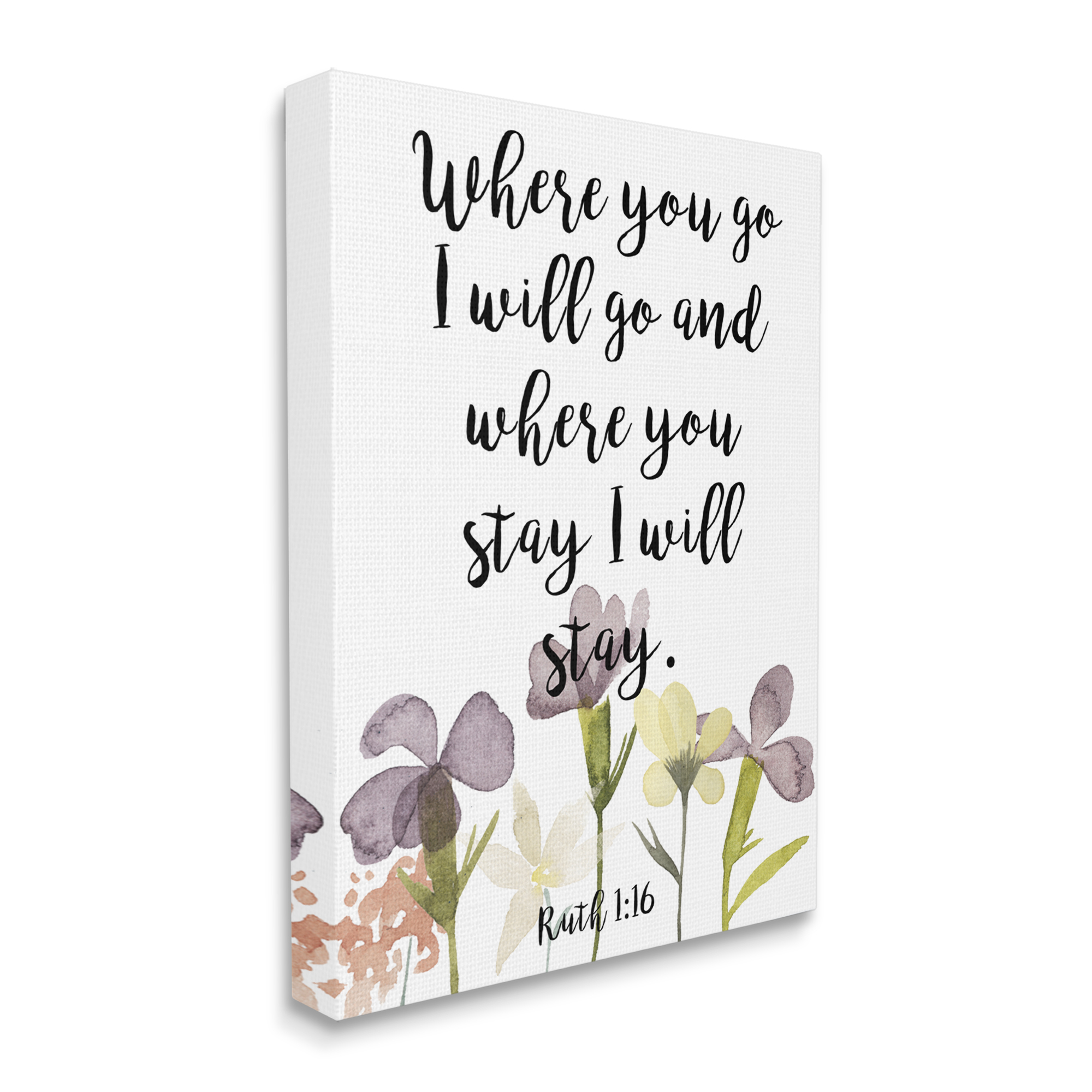 Stupell Industries Where You Go I Will Phrase Purple Spring Flowers, 24 x 30, Designed by Studio W