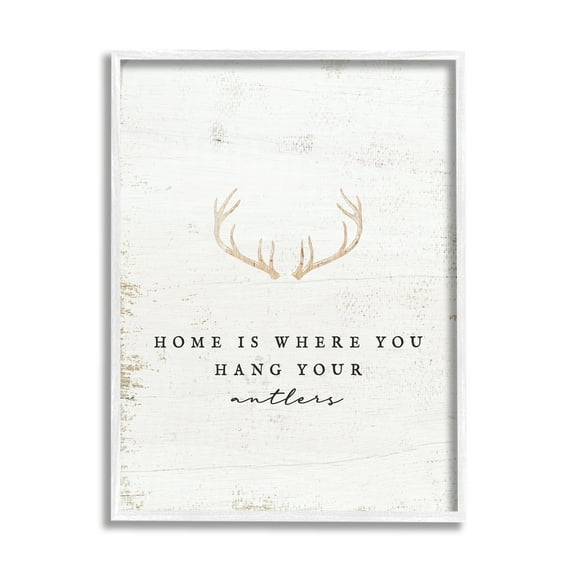 Stupell Industries Where You Hang Your Antlers Phrase Animals & Insects Painting White Framed Art Print Wall Art