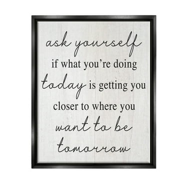 Stupell Industries Where You Want To Be Phrase Graphic Art Jet Black Floating Framed Canvas Print Wall Art, Design by Lil' Rue