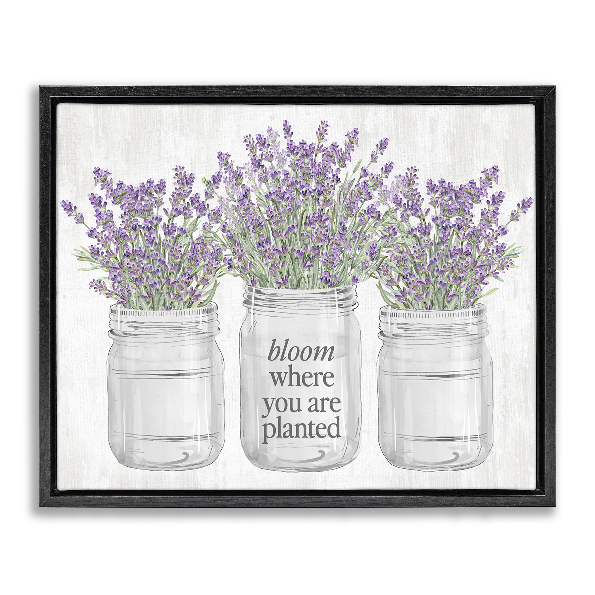 Stupell Industries Where You're Planted Botanical & Floral Painting Black Floater Framed Canvas Art Print Wall Art, 21 x 17