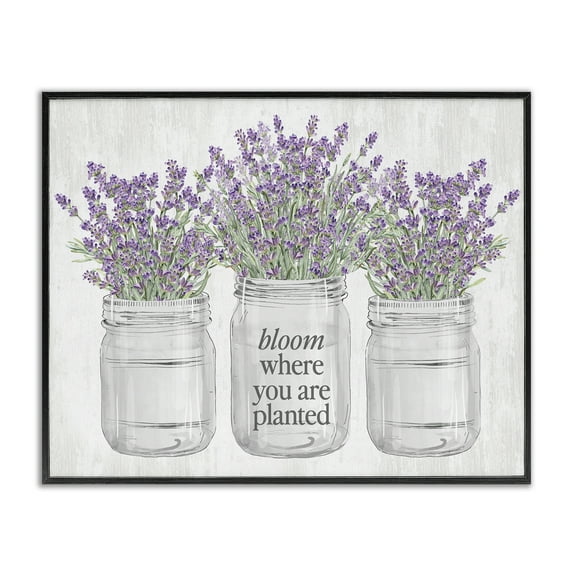 Stupell Industries Where You're Planted Botanical & Floral Painting Black Framed Art Print Wall Art, 14 x 11