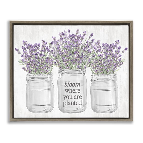 Stupell Industries Where You're Planted Botanical & Floral Painting Brown Floater Framed Canvas Art Print Wall Art, 31 x 25