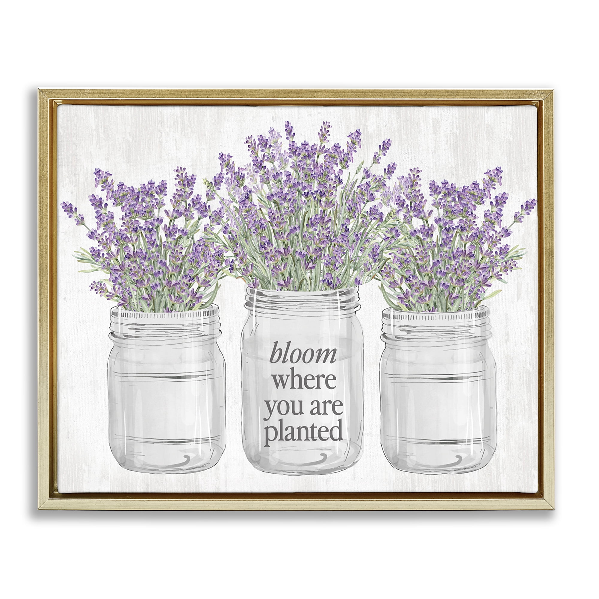 Stupell Industries Where You're Planted Botanical & Floral Painting Gold Floater Framed Canvas Art Print Wall Art, 21 x 17