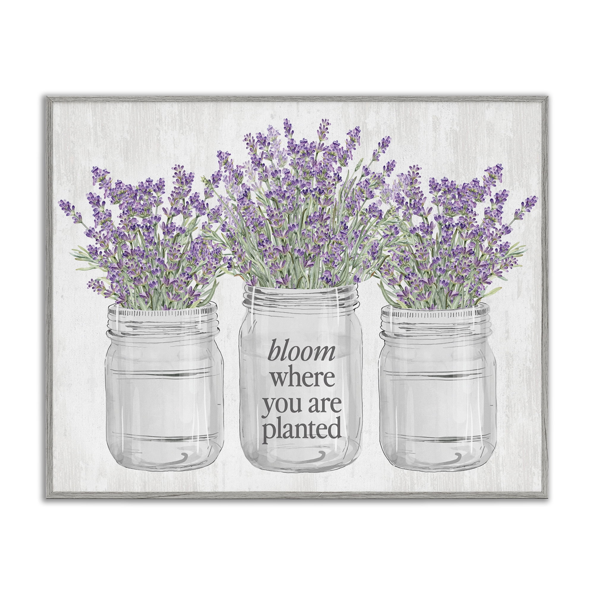 Stupell Industries Where You're Planted Botanical & Floral Painting Gray Framed Art Print Wall Art, 14 x 11