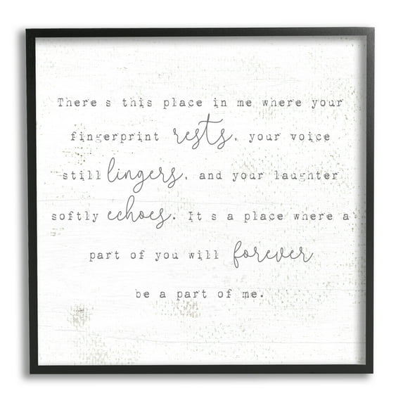 Stupell Industries Where Your Fingerprint Rests Motivational Romantic Phrase Graphic Art Black Framed Art Print Wall Art, 12x12, by Daphne Polselli