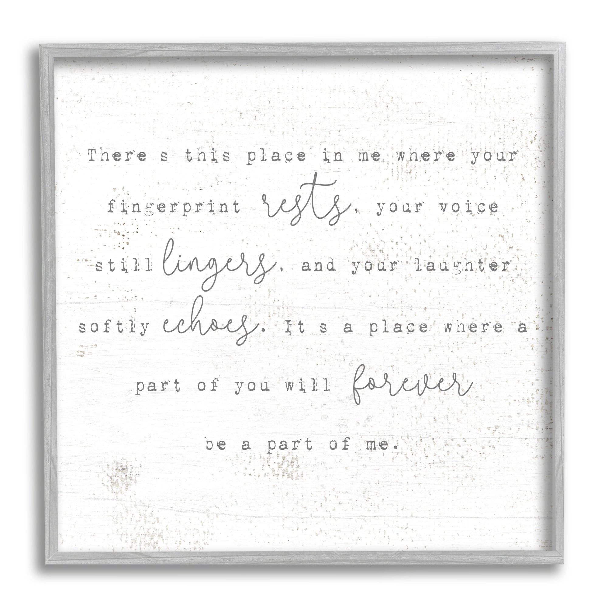 Stupell Industries Where Your Fingerprint Rests Motivational Romantic Phrase Graphic Art Gray Framed Art Print Wall Art, 17x17, by Daphne Polselli