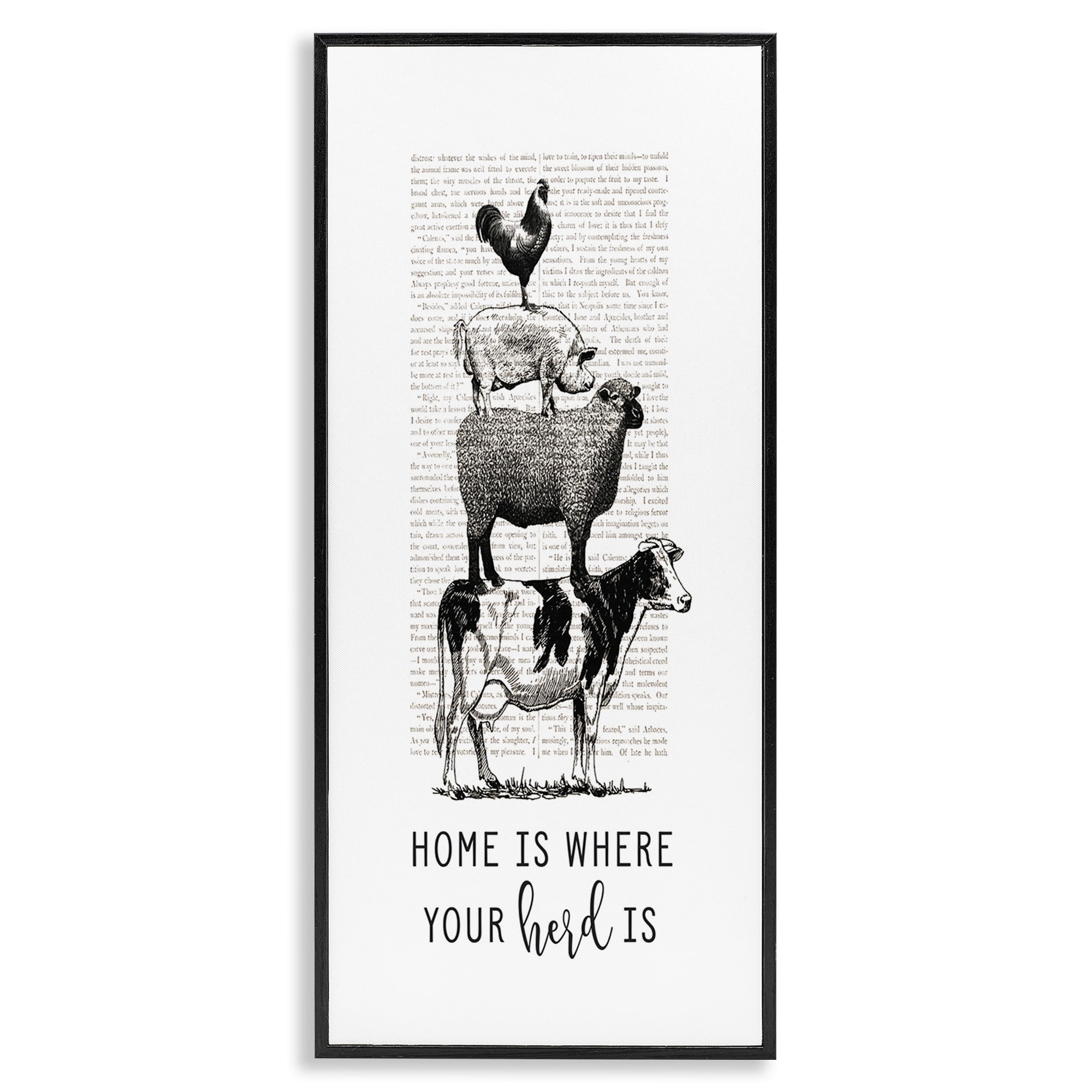 Stupell Industries Where Your Herd Family Animals Animals & Insects Painting Black Framed Art Print Wall Art, 13 x 30