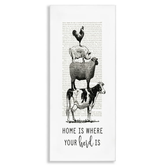 Stupell Industries Where Your Herd Family Animals Animals & Insects Painting Gallery Wrapped Canvas Art Print Wall Art, 17 x 40