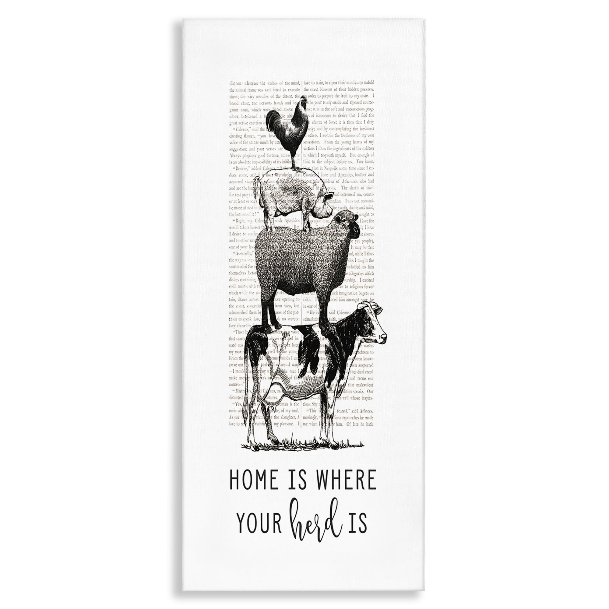 Stupell Industries Where Your Herd Family Animals Animals & Insects Painting Gallery Wrapped Canvas Art Print Wall Art, 20 x 48
