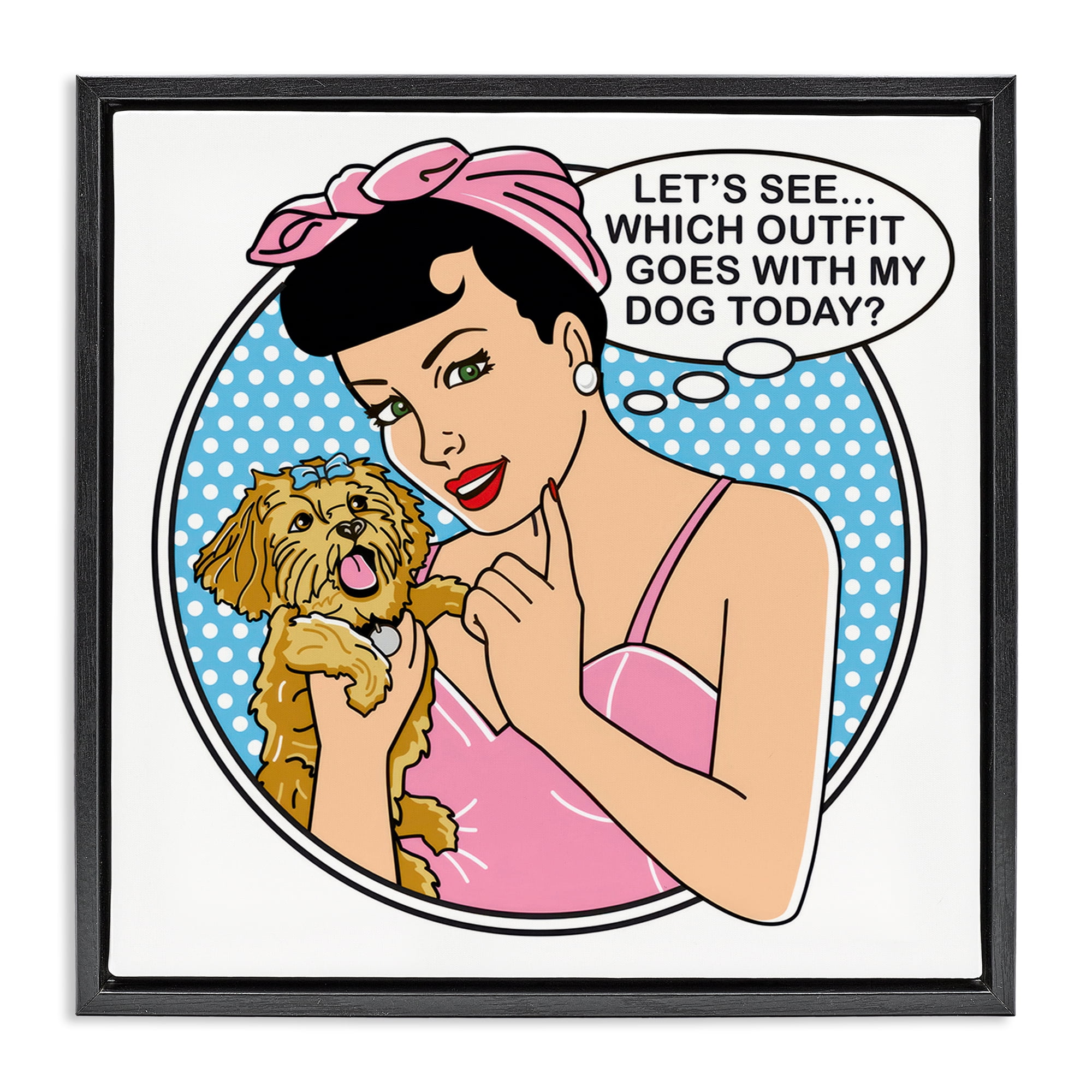 Stupell Industries Which Outfit with Dog Animals Painting Black Floater Framed Canvas Art Print Wall Art, 25 x 25