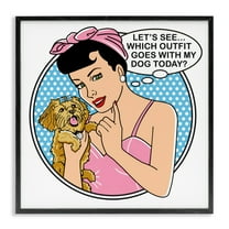 Stupell Industries Which Outfit with Dog Animals Painting Black Framed Art Print Wall Art, 12 x 12