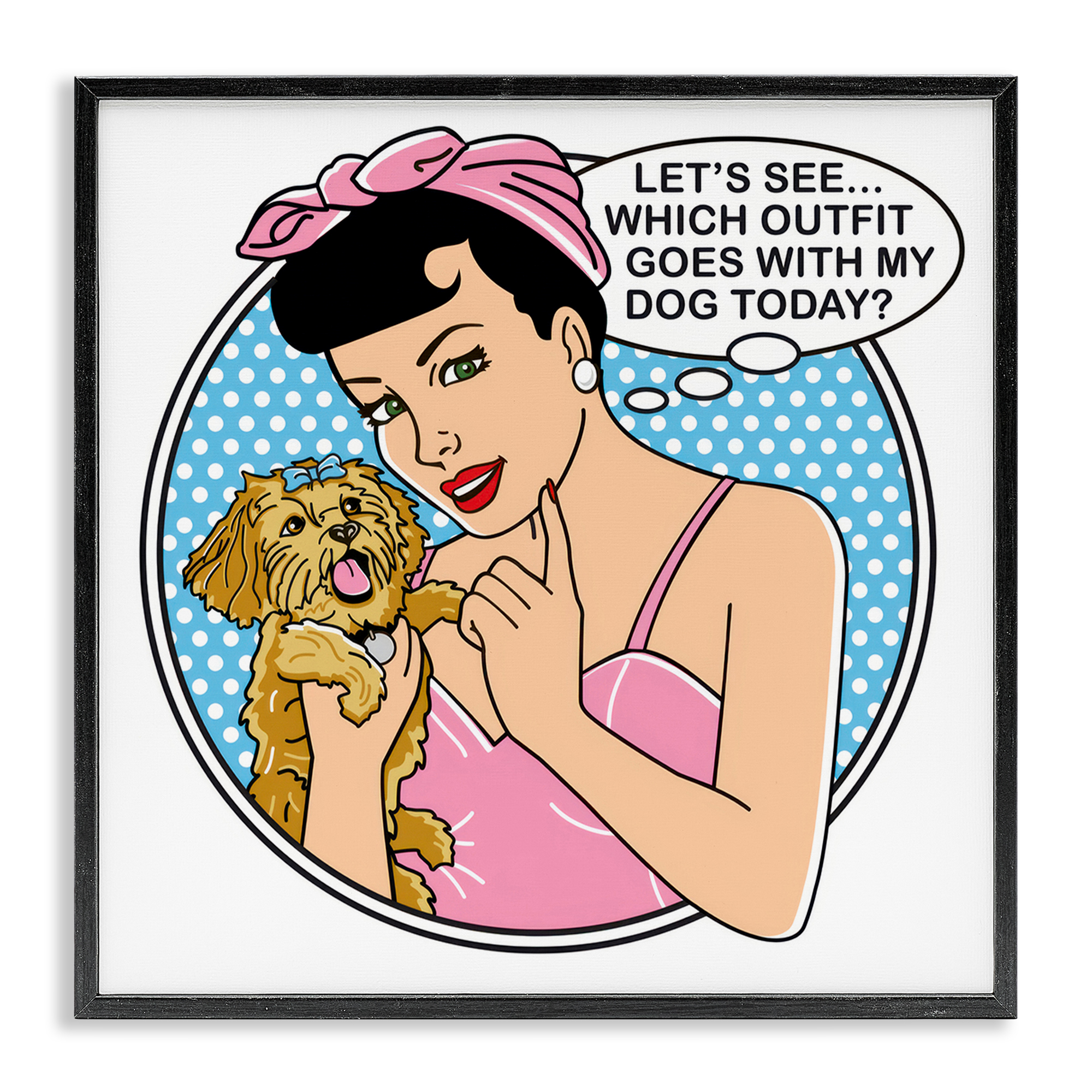 Stupell Industries Which Outfit with Dog Animals Painting Black Framed Art Print Wall Art, 17 x 17