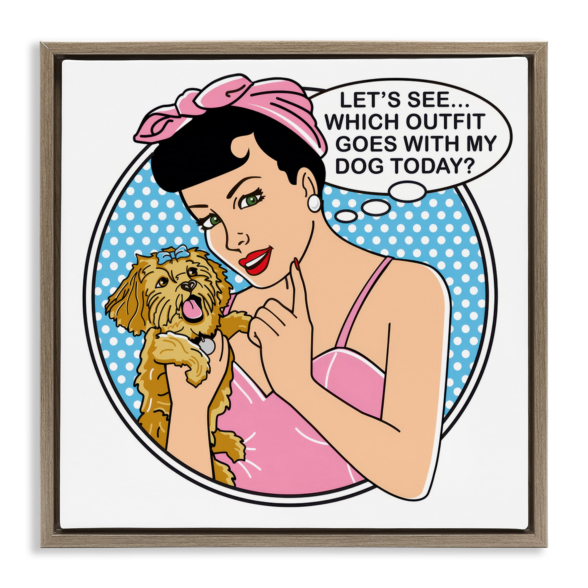 Stupell Industries Which Outfit with Dog Animals Painting Brown Floater Framed Canvas Art Print Wall Art, 18 x 18