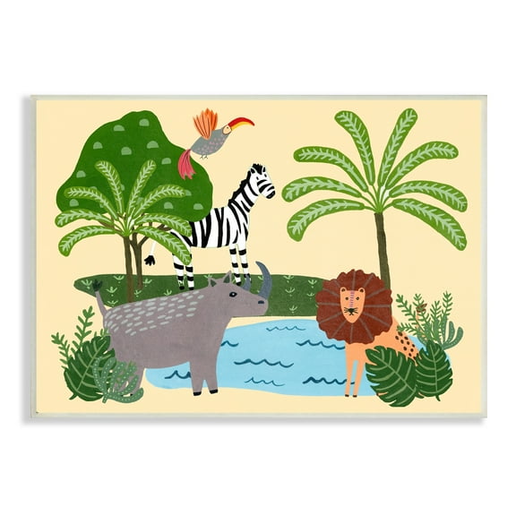 Stupell Industries Whimiscal Wild Animals Botanical Wildlife Collage , 15 x 10, Design by Regina Moore