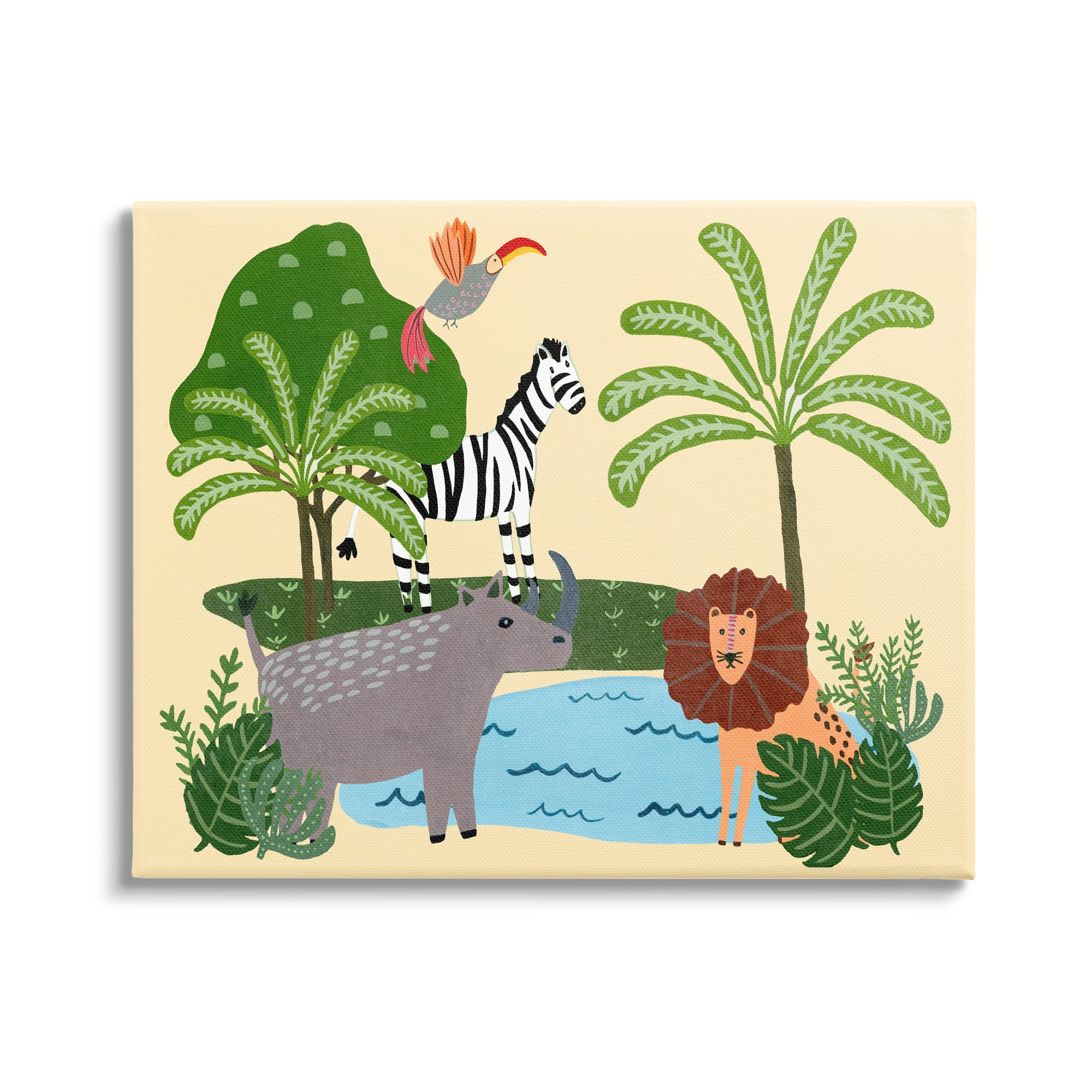 Stupell Industries Whimiscal Wild Animals Botanical Wildlife Collage Kids Painting Gallery-Wrapped Canvas Print Wall Art, 40 x 30, Design by Regina Moore