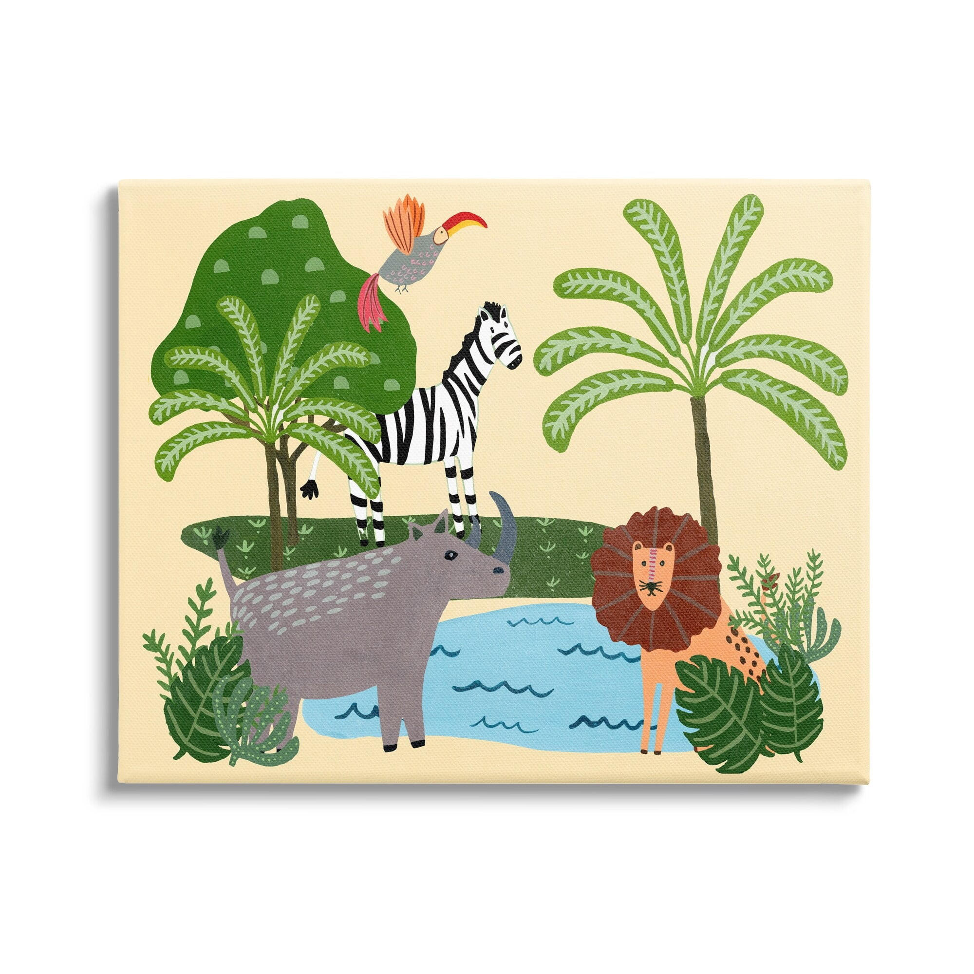 Stupell Industries Whimiscal Wild Animals Botanical Wildlife Collage Kids Painting Gallery-Wrapped Canvas Print Wall Art, 48 x 36, Design by Regina Moore