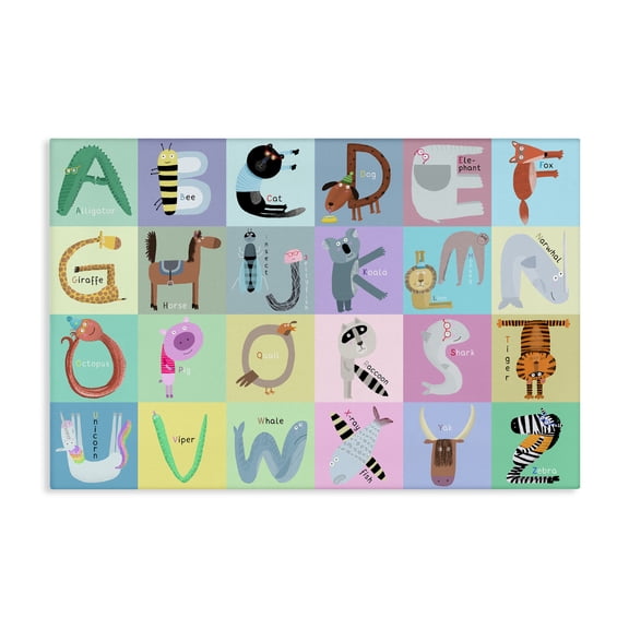 Stupell Industries Whimsical Animal Alphabet Canvas Wall Art design by Carla Daly, 20 x 30