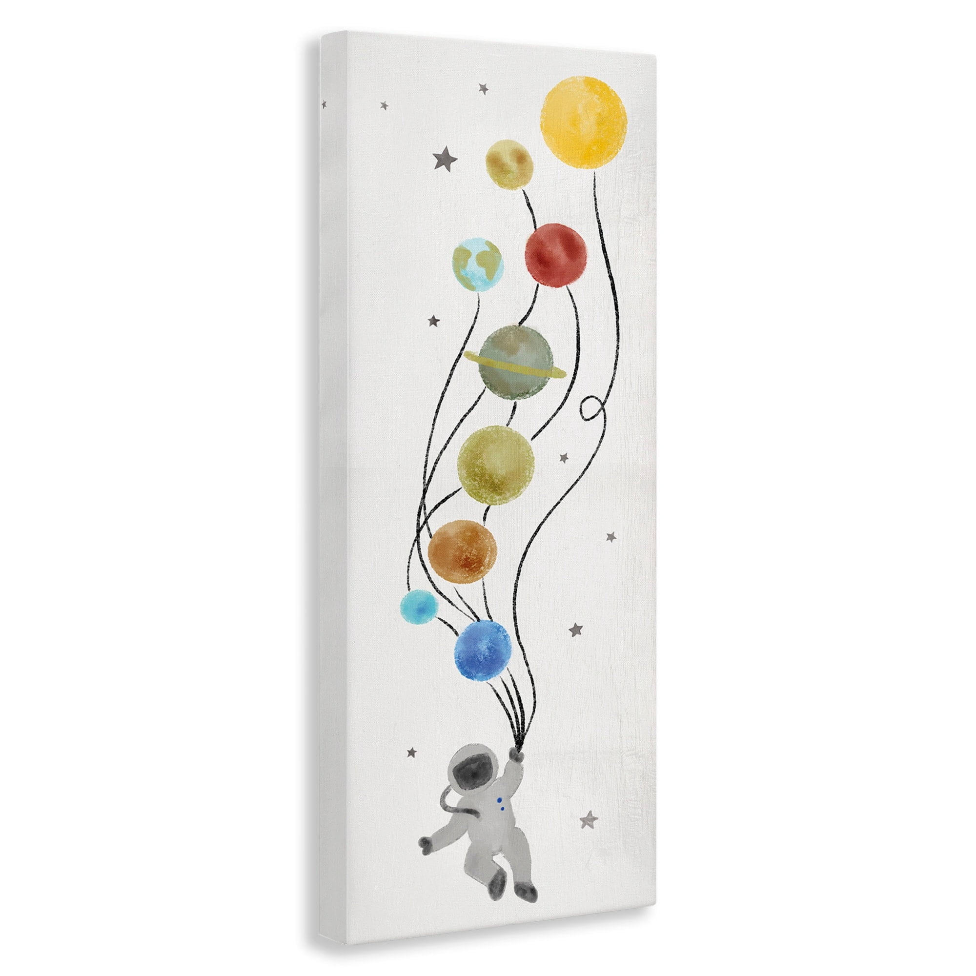 Stupell Industries Whimsical Astronaut Floating Balloon Planets Stars,13 x 30,Designed by Daphne Polselli