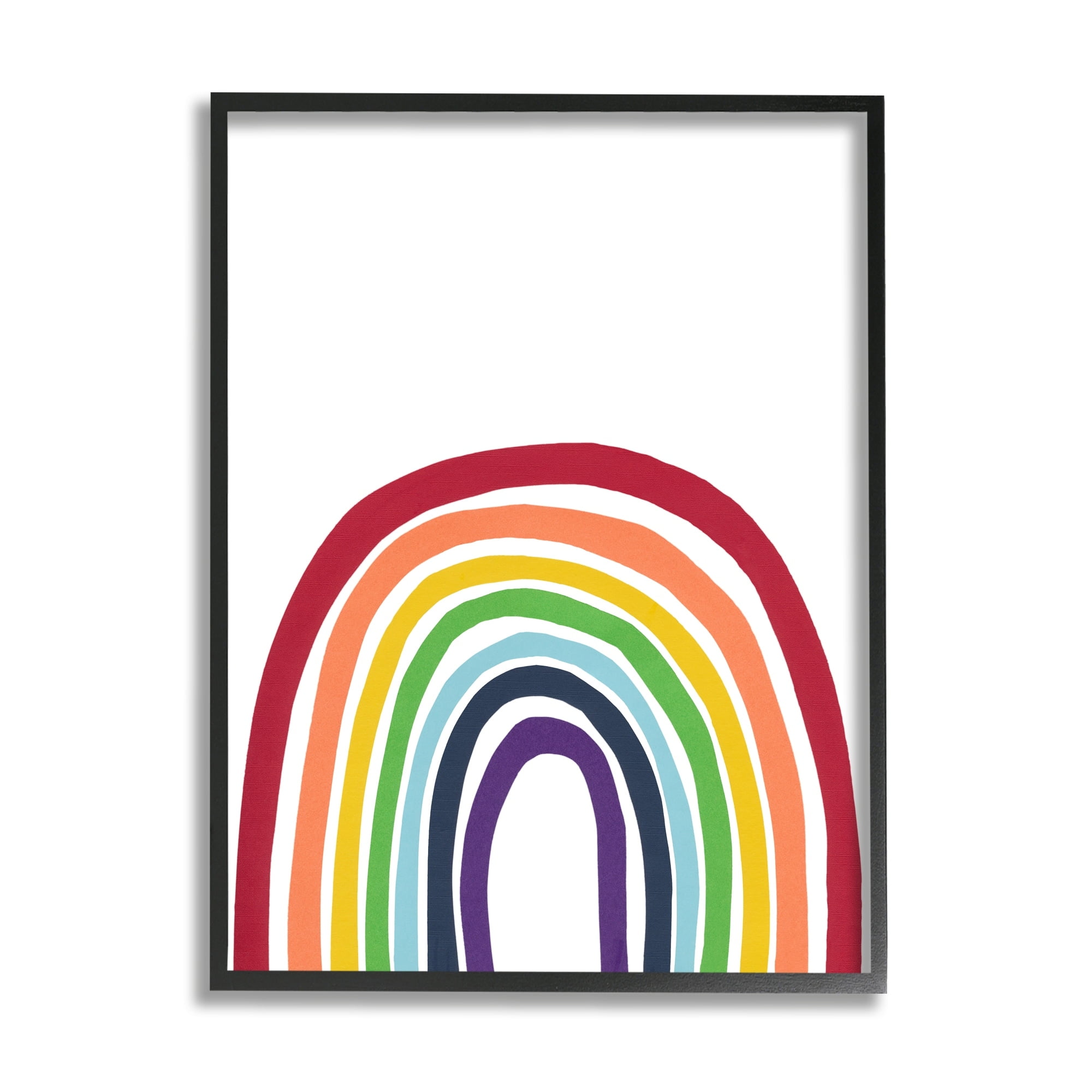Stupell Industries Whimsical Asymmetrical Rainbow Stripes Modern Kids Design Graphic Art Black Framed Art Print Wall Art, Design by Bronwyn Baker