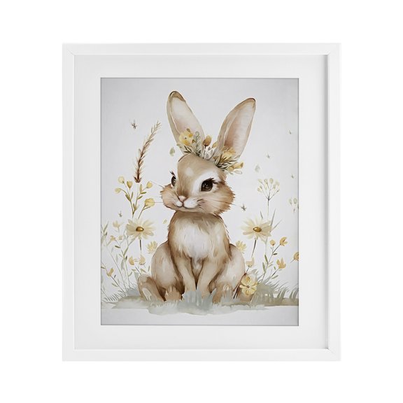 Stupell Industries Whimsical Baby Rabbit White Framed Print Under Glass design by Ramona Murdock, 16 x 13